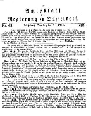 Amtsblatt für den Regierungsbezirk Düsseldorf Dienstag 31. Oktober 1865