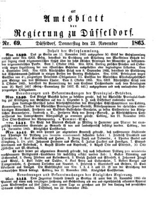 Amtsblatt für den Regierungsbezirk Düsseldorf Donnerstag 23. November 1865