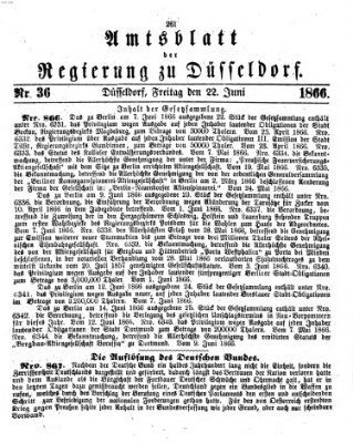 Amtsblatt für den Regierungsbezirk Düsseldorf Freitag 22. Juni 1866