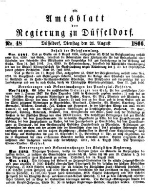 Amtsblatt für den Regierungsbezirk Düsseldorf Dienstag 21. August 1866