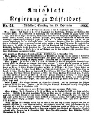 Amtsblatt für den Regierungsbezirk Düsseldorf Samstag 15. September 1866
