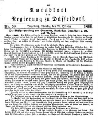 Amtsblatt für den Regierungsbezirk Düsseldorf Montag 22. Oktober 1866