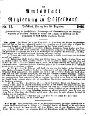 Amtsblatt für den Regierungsbezirk Düsseldorf Freitag 28. Dezember 1866