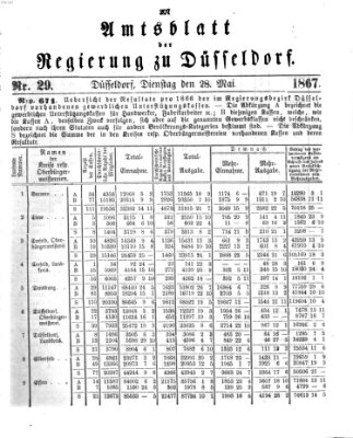 Amtsblatt für den Regierungsbezirk Düsseldorf Dienstag 28. Mai 1867