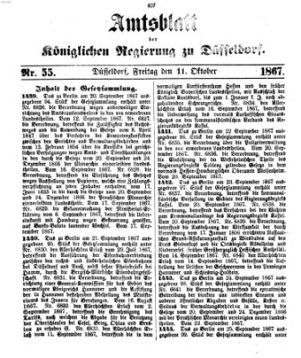 Amtsblatt für den Regierungsbezirk Düsseldorf Freitag 11. Oktober 1867