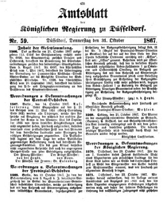 Amtsblatt für den Regierungsbezirk Düsseldorf Donnerstag 31. Oktober 1867