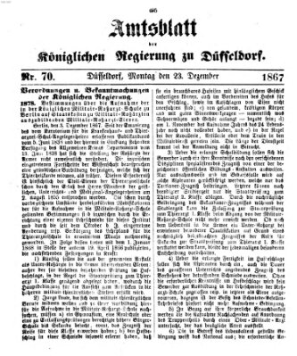 Amtsblatt für den Regierungsbezirk Düsseldorf Montag 23. Dezember 1867