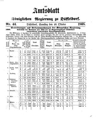 Amtsblatt für den Regierungsbezirk Düsseldorf Samstag 10. Oktober 1868