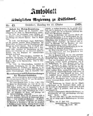 Amtsblatt für den Regierungsbezirk Düsseldorf Samstag 17. Oktober 1868