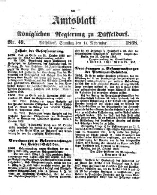Amtsblatt für den Regierungsbezirk Düsseldorf Samstag 14. November 1868