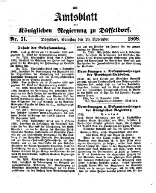 Amtsblatt für den Regierungsbezirk Düsseldorf Samstag 28. November 1868