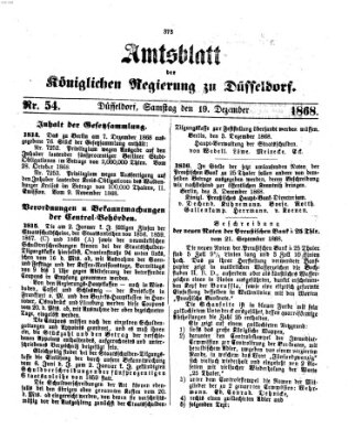 Amtsblatt für den Regierungsbezirk Düsseldorf Samstag 19. Dezember 1868