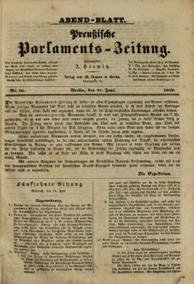 Preußische Parlaments-Zeitung Mittwoch 14. Juni 1848