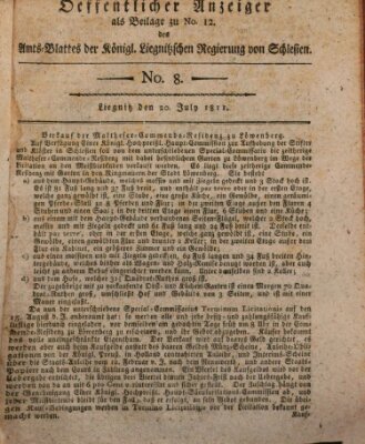 Amts-Blatt der Preußischen Regierung zu Liegnitz Samstag 20. Juli 1811