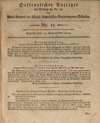 Amts-Blatt der Preußischen Regierung zu Liegnitz Samstag 14. September 1811