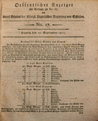 Amts-Blatt der Preußischen Regierung zu Liegnitz Samstag 28. September 1811