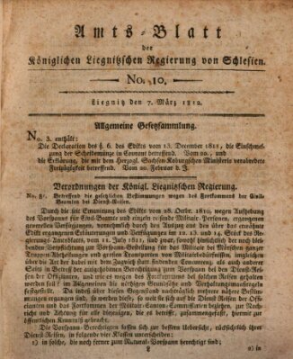 Amts-Blatt der Preußischen Regierung zu Liegnitz Samstag 7. März 1812