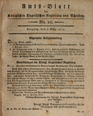 Amts-Blatt der Preußischen Regierung zu Liegnitz Samstag 6. März 1813