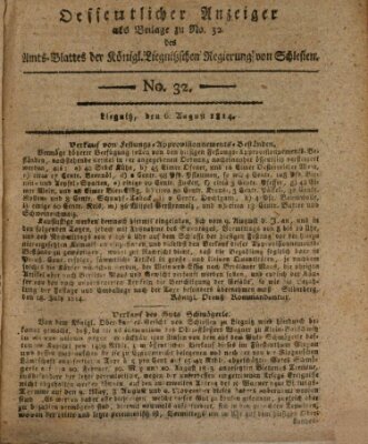 Amts-Blatt der Preußischen Regierung zu Liegnitz Samstag 6. August 1814