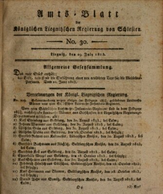 Amts-Blatt der Preußischen Regierung zu Liegnitz Samstag 29. Juli 1815