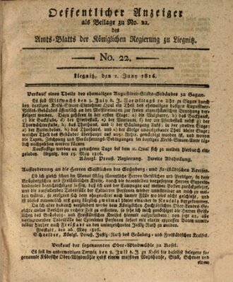 Amts-Blatt der Preußischen Regierung zu Liegnitz Samstag 1. Juni 1816