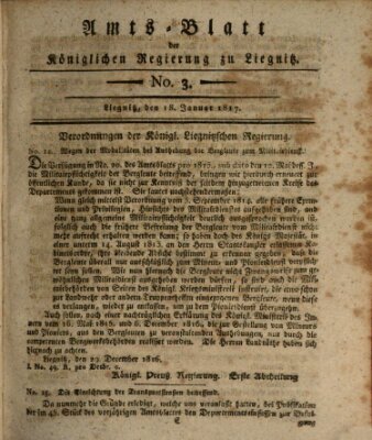 Amts-Blatt der Preußischen Regierung zu Liegnitz Samstag 18. Januar 1817