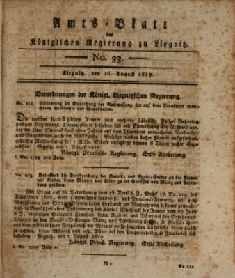 Amts-Blatt der Preußischen Regierung zu Liegnitz Samstag 16. August 1817