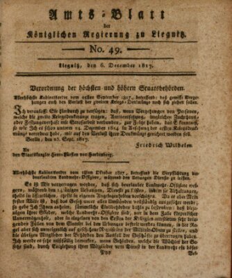 Amts-Blatt der Preußischen Regierung zu Liegnitz Samstag 6. Dezember 1817