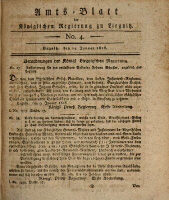 Amts-Blatt der Preußischen Regierung zu Liegnitz Samstag 24. Januar 1818