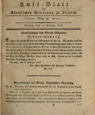Amts-Blatt der Preußischen Regierung zu Liegnitz Samstag 14. Februar 1818