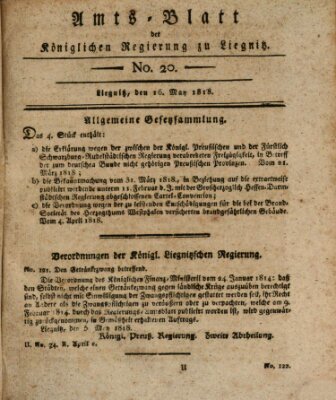 Amts-Blatt der Preußischen Regierung zu Liegnitz Samstag 16. Mai 1818