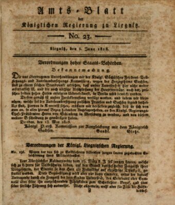 Amts-Blatt der Preußischen Regierung zu Liegnitz Samstag 6. Juni 1818