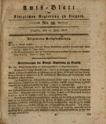 Amts-Blatt der Preußischen Regierung zu Liegnitz Samstag 11. Juli 1818