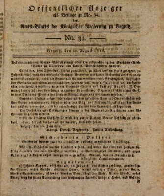 Amts-Blatt der Preußischen Regierung zu Liegnitz Samstag 22. August 1818