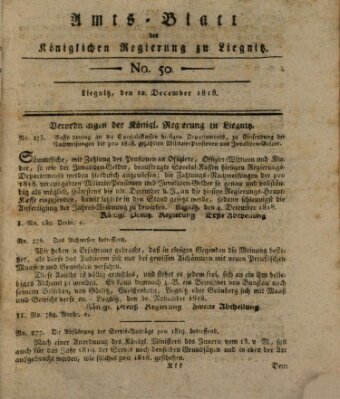 Amts-Blatt der Preußischen Regierung zu Liegnitz Samstag 12. Dezember 1818