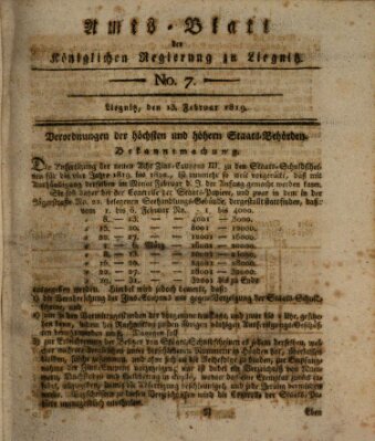 Amts-Blatt der Preußischen Regierung zu Liegnitz Samstag 13. Februar 1819