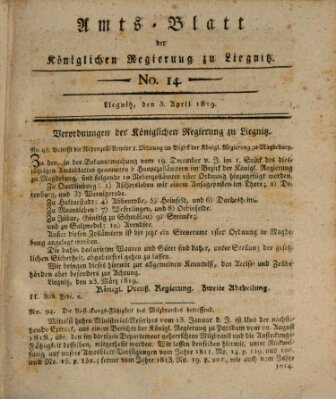Amts-Blatt der Preußischen Regierung zu Liegnitz Samstag 3. April 1819