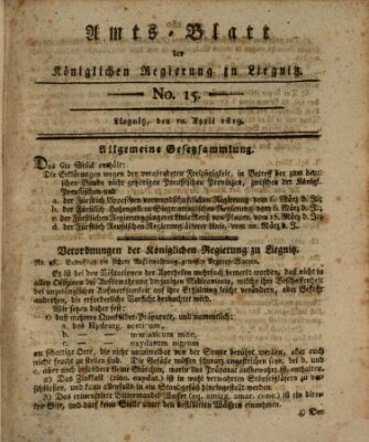 Amts-Blatt der Preußischen Regierung zu Liegnitz Samstag 10. April 1819