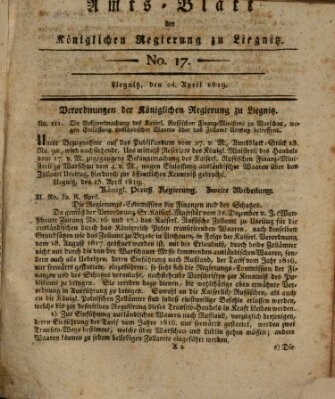 Amts-Blatt der Preußischen Regierung zu Liegnitz Samstag 24. April 1819