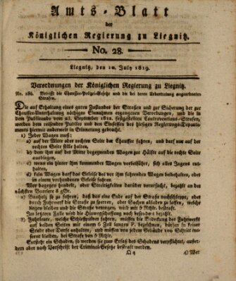 Amts-Blatt der Preußischen Regierung zu Liegnitz Samstag 10. Juli 1819