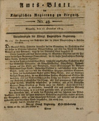Amts-Blatt der Preußischen Regierung zu Liegnitz Samstag 23. Oktober 1819