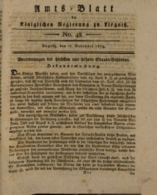 Amts-Blatt der Preußischen Regierung zu Liegnitz Samstag 27. November 1819