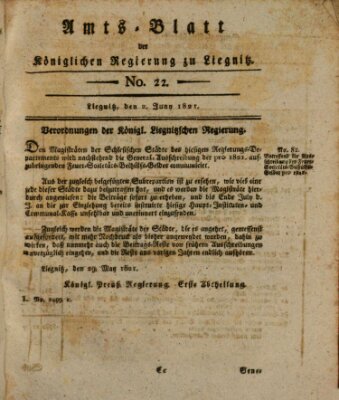 Amts-Blatt der Preußischen Regierung zu Liegnitz Samstag 2. Juni 1821