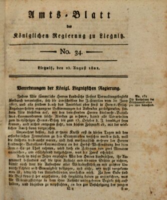 Amts-Blatt der Preußischen Regierung zu Liegnitz Samstag 25. August 1821
