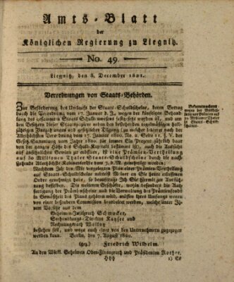Amts-Blatt der Preußischen Regierung zu Liegnitz Samstag 8. Dezember 1821