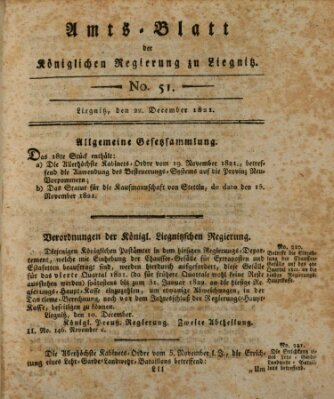 Amts-Blatt der Preußischen Regierung zu Liegnitz Samstag 22. Dezember 1821