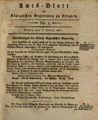 Amts-Blatt der Preußischen Regierung zu Liegnitz Samstag 12. Januar 1822