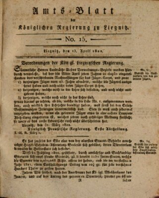 Amts-Blatt der Preußischen Regierung zu Liegnitz Samstag 13. April 1822