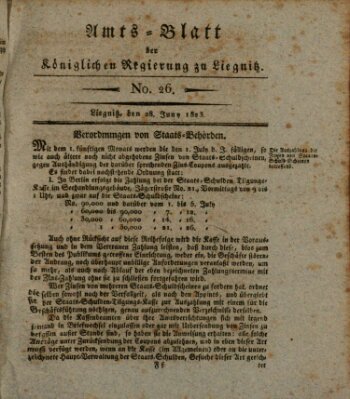 Amts-Blatt der Preußischen Regierung zu Liegnitz Samstag 28. Juni 1823