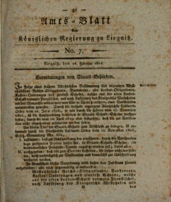 Amts-Blatt der Preußischen Regierung zu Liegnitz Samstag 14. Februar 1824
